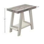 Mesa auxiliar de madera gris y beige con estante inferior, para 1 persona