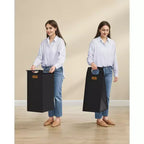 Clasificador de ropa rodante de 4 compartimentos con estantes, negro tinta y gris paloma