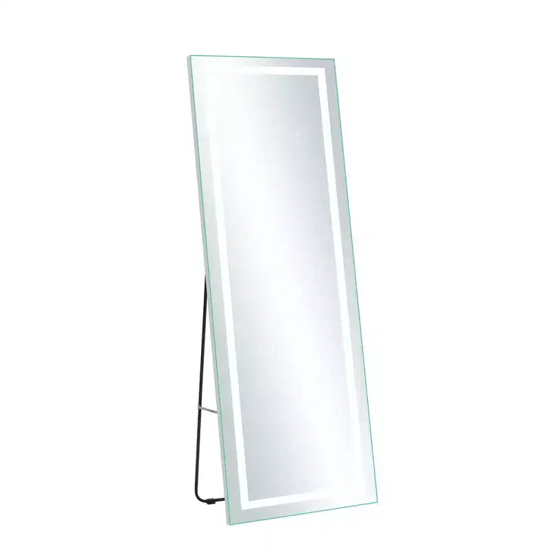 PexFix 16 in. W x 63 in. H Full-Length Rectangular Frameless Vanity Mirror with Lights in Silver