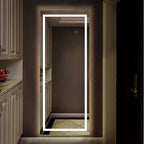 Espejo LED plateado de cuerpo entero, rectangular, para 1 persona, 16" ancho x 63" alto