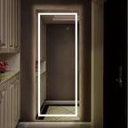 Espejo LED plateado de cuerpo entero, rectangular, para 1 persona, 16" ancho x 63" alto
