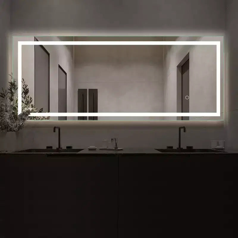 Espejo LED plateado de cuerpo entero, rectangular, para 1 persona, 16" ancho x 63" alto