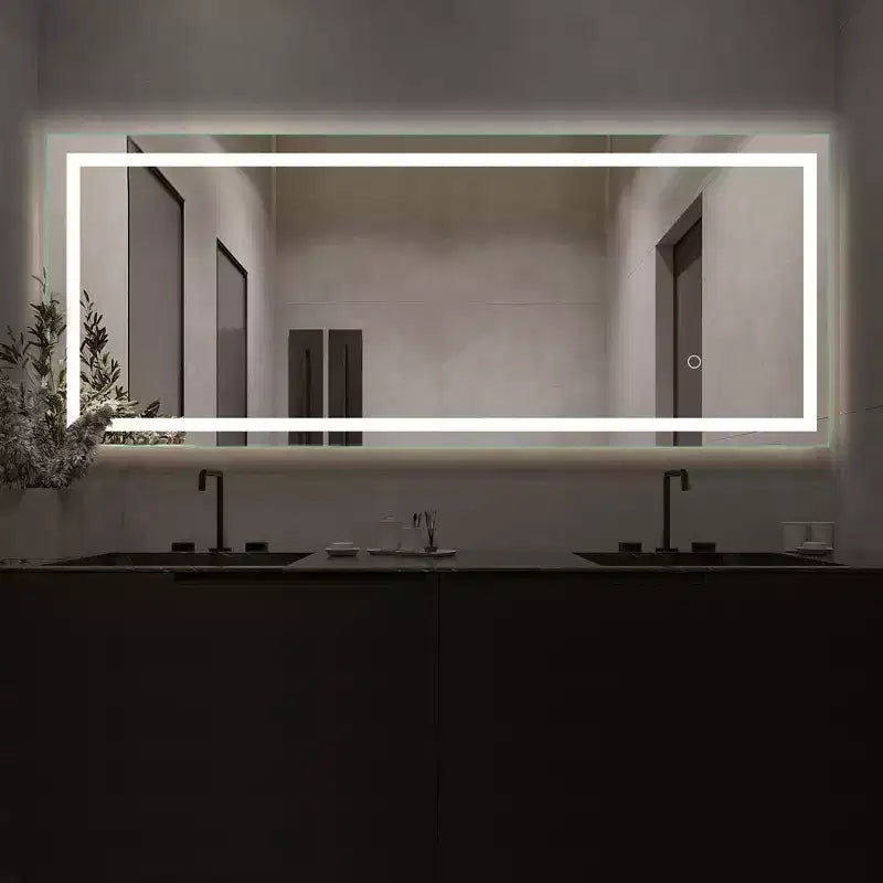 Espejo LED plateado de cuerpo entero, rectangular, para 1 persona, 16" ancho x 63" alto