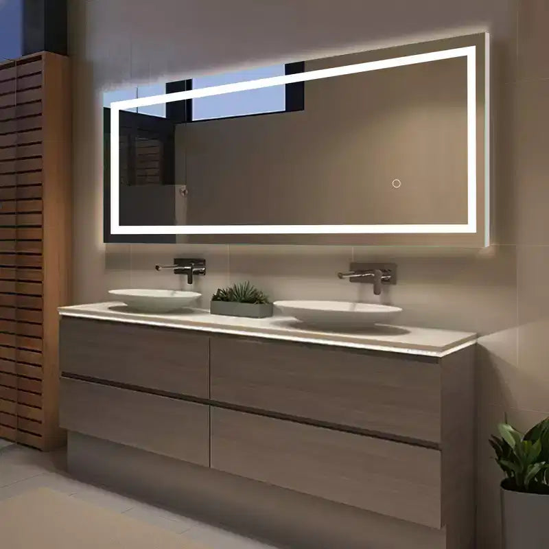 Espejo LED plateado de cuerpo entero, rectangular, para 1 persona, 16" ancho x 63" alto