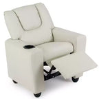 Sillón reclinable para niños con portavasos – Beige / Negro / Marrón / Rosa, estilo reclinación hacia atrás, 1 asiento