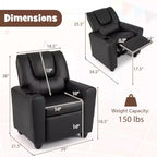 Sillón reclinable para niños con portavasos – Beige / Negro / Marrón / Rosa, estilo reclinación hacia atrás, 1 asiento