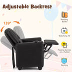Sillón reclinable para niños con portavasos – Beige / Negro / Marrón / Rosa, estilo reclinación hacia atrás, 1 asiento