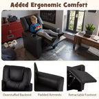 Sillón reclinable para niños con portavasos – Beige / Negro / Marrón / Rosa, estilo reclinación hacia atrás, 1 asiento