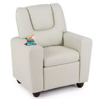 Sillón reclinable para niños con portavasos – Beige / Negro / Marrón / Rosa, estilo reclinación hacia atrás, 1 asiento
