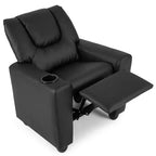 Sillón reclinable para niños con portavasos – Beige / Negro / Marrón / Rosa, estilo reclinación hacia atrás, 1 asiento