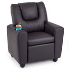 Sillón reclinable para niños con portavasos – Beige / Negro / Marrón / Rosa, estilo reclinación hacia atrás, 1 asiento