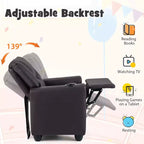 Sillón reclinable para niños con portavasos – Beige / Negro / Marrón / Rosa, estilo reclinación hacia atrás, 1 asiento
