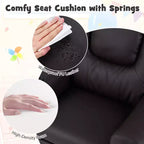 Sillón reclinable para niños con portavasos – Beige / Negro / Marrón / Rosa, estilo reclinación hacia atrás, 1 asiento