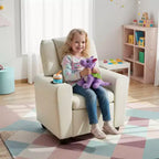 Sillón reclinable para niños con portavasos – Beige / Negro / Marrón / Rosa, estilo reclinación hacia atrás, 1 asiento