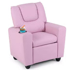 Sillón reclinable para niños con portavasos – Beige / Negro / Marrón / Rosa, estilo reclinación hacia atrás, 1 asiento
