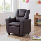 Sillón reclinable para niños con portavasos – Beige / Negro / Marrón / Rosa, estilo reclinación hacia atrás, 1 asiento