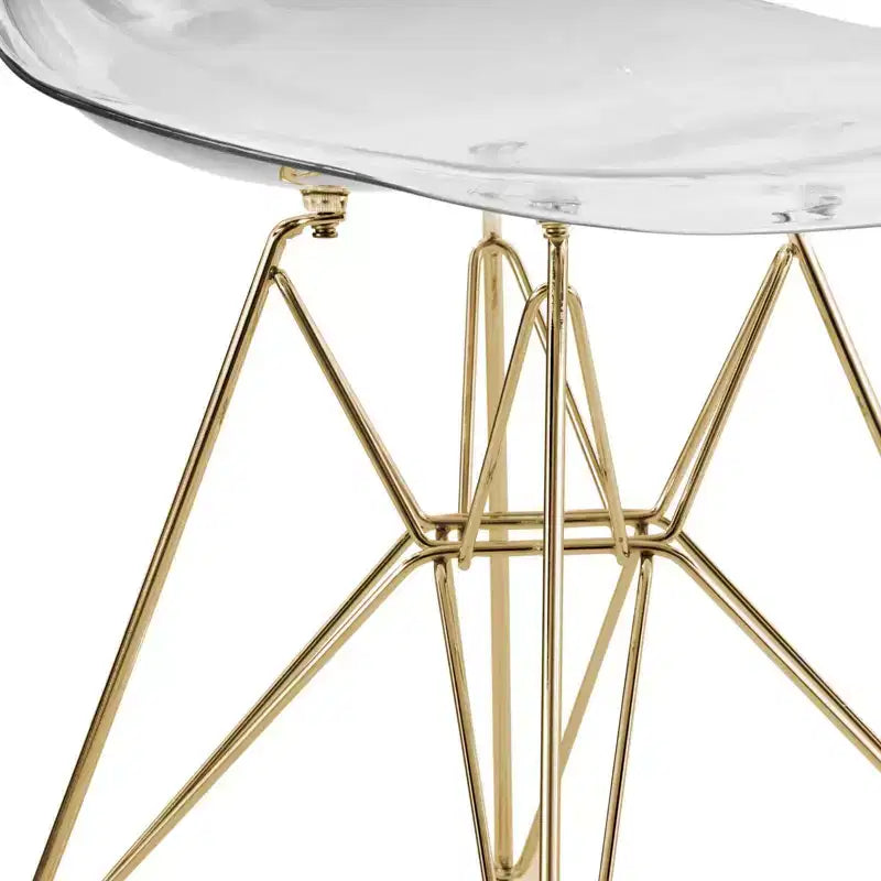 Juego de comedor redondo de 5 piezas transparente, estilo pedestal, capacidad para 4 personas