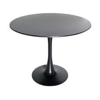 Juego de comedor redondo de 5 piezas transparente, estilo pedestal, capacidad para 4 personas