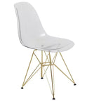 Juego de comedor redondo de 5 piezas transparente, estilo pedestal, capacidad para 4 personas