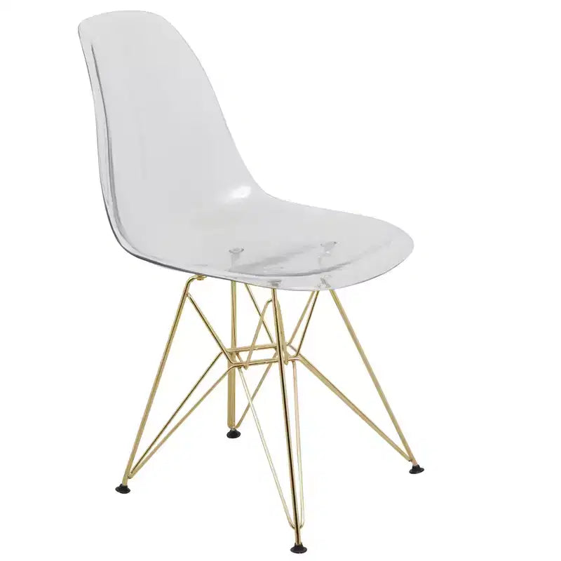 Juego de comedor redondo de 5 piezas transparente, estilo pedestal, capacidad para 4 personas