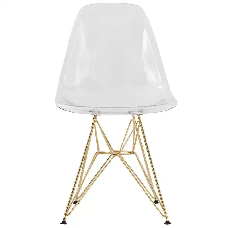 Juego de comedor redondo de 5 piezas transparente, estilo pedestal, capacidad para 4 personas