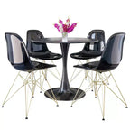 Juego de comedor redondo de 5 piezas transparente, estilo pedestal, capacidad para 4 personas