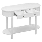 Mesa consola ovalada marrón con cajón y estante abierto, montaje por 1 persona, 101.6 cm de ancho
