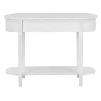 Mesa consola ovalada marrón con cajón y estante abierto, montaje por 1 persona, 101.6 cm de ancho