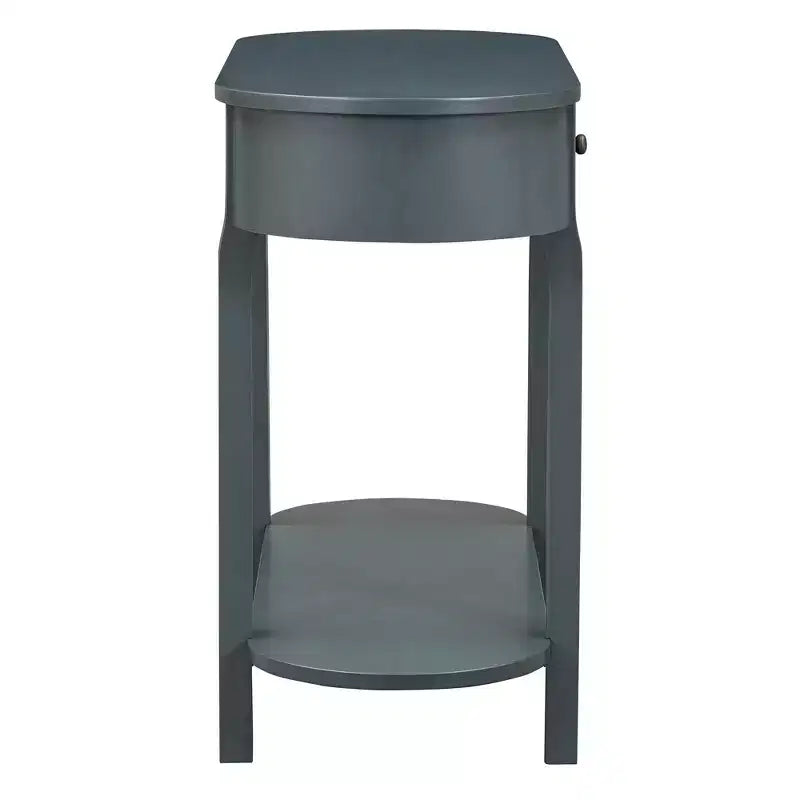 Mesa consola ovalada marrón con cajón y estante abierto, montaje por 1 persona, 101.6 cm de ancho