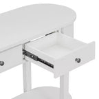 Mesa consola ovalada marrón con cajón y estante abierto, montaje por 1 persona, 101.6 cm de ancho