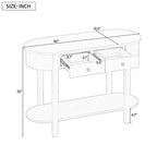Mesa consola ovalada marrón con cajón y estante abierto, montaje por 1 persona, 101.6 cm de ancho