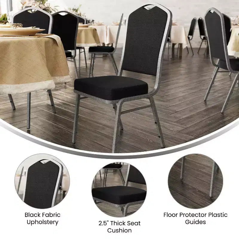 Silla de banquete apilable Black Crown, juego de 4