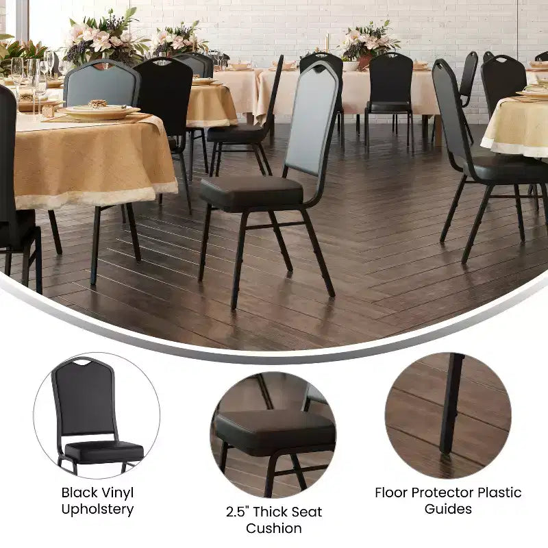 Silla de banquete apilable Black Crown, juego de 4