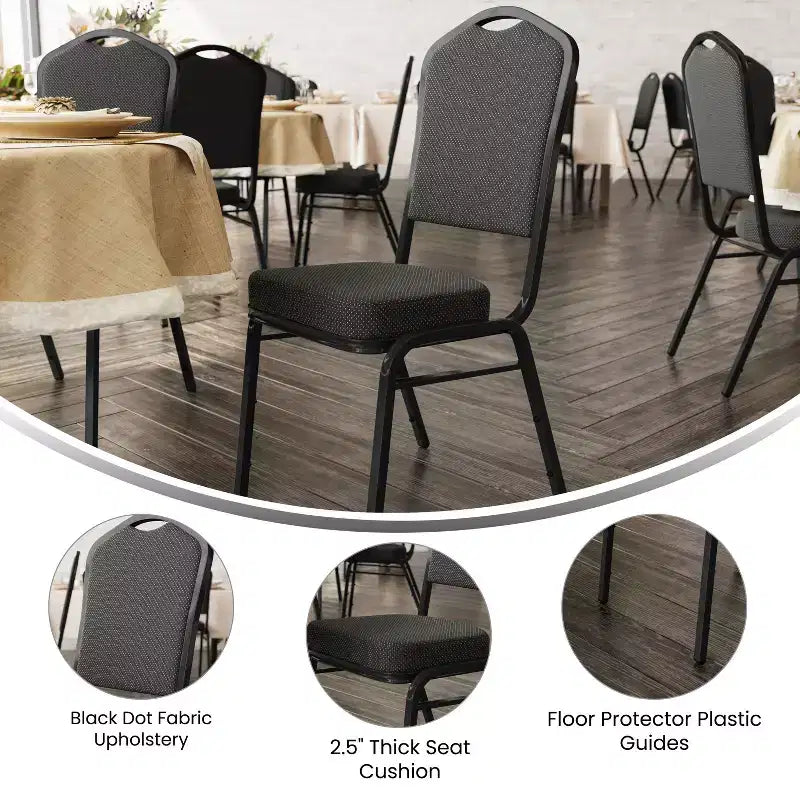 Silla de banquete apilable Black Crown, juego de 4