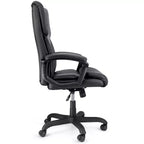 Sillón de oficina alto de piel sintética con altura ajustable, negro, 1 persona