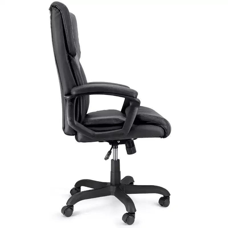 Sillón de oficina alto de piel sintética con altura ajustable, negro, 1 persona