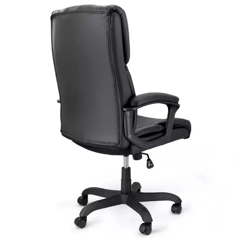 Sillón de oficina alto de piel sintética con altura ajustable, negro, 1 persona