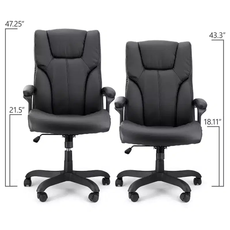 Sillón de oficina alto de piel sintética con altura ajustable, negro, 1 persona
