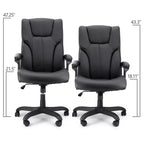 Sillón de oficina alto de piel sintética con altura ajustable, negro, 1 persona