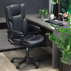 Sillón de oficina alto de piel sintética con altura ajustable, negro, 1 persona