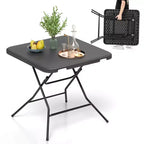 Mesa Plegable Cuadrada Negra, 4 Asientos, Interior/Exterior