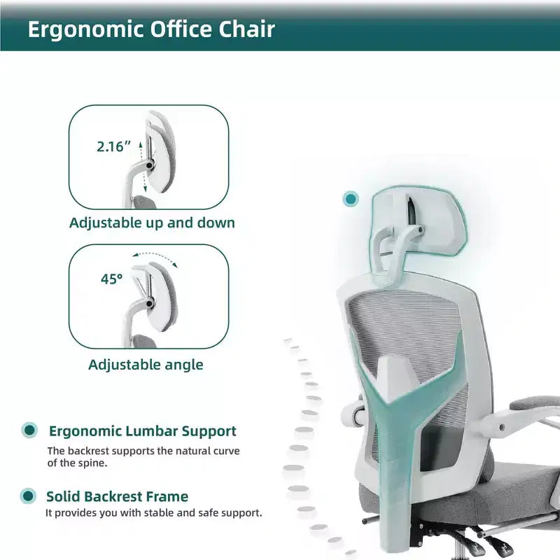 Silla de oficina giratoria ajustable negra con reposapiés, 1 persona