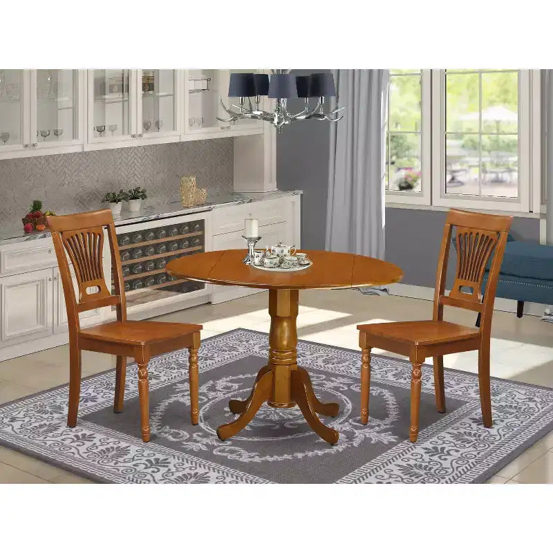 HomeStock Dropleaf Kitchen Table Set Round Style 42x42 Inch