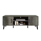 Mueble para TV de 60" con almacenamiento de gabinete y estantes abiertos, marrón / gris / roble claro