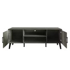 Mueble para TV de 60" con almacenamiento de gabinete y estantes abiertos, marrón / gris / roble claro