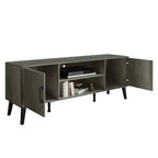 Mueble para TV de 60" con almacenamiento de gabinete y estantes abiertos, marrón / gris / roble claro