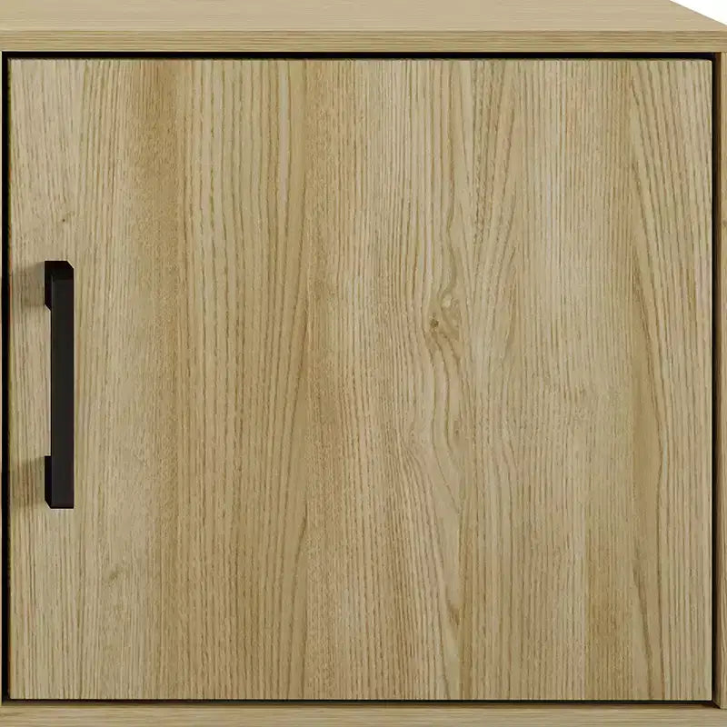Mueble para TV de 60" con almacenamiento de gabinete y estantes abiertos, marrón / gris / roble claro