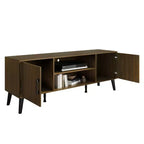 Mueble para TV de 60" con almacenamiento de gabinete y estantes abiertos, marrón / gris / roble claro