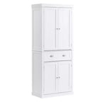 VEVOR 72 Kitchen Pantry Storage Cabinet, Freestanding Utility Cabinets with Doors, Drawer and 3 Adjustable Shelves, Buffet Pantries, White
