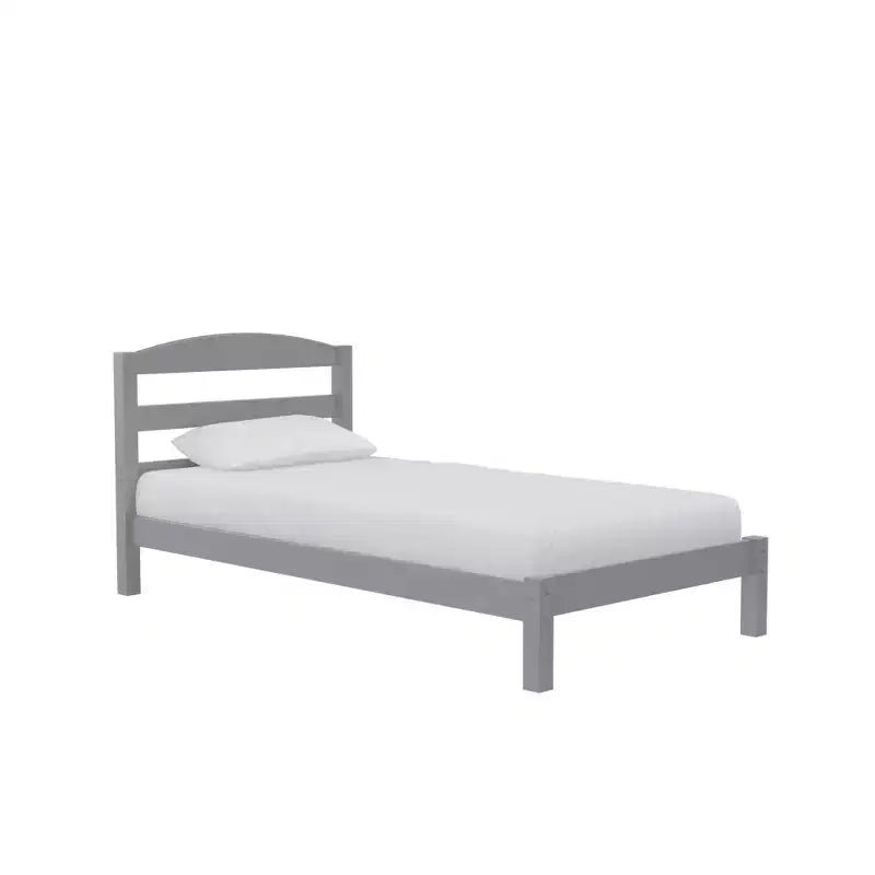 Cama Plataforma de Madera Gris con Cabecero, Twin, 1 Persona